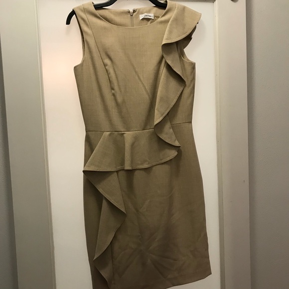 Calvin Klein Beige Ruffle Dress - Picture 1 of 5